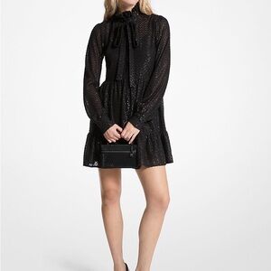 MICHAEL MICHAEL KORS
Metallic Clip Jacquard Tie-Neck Dress